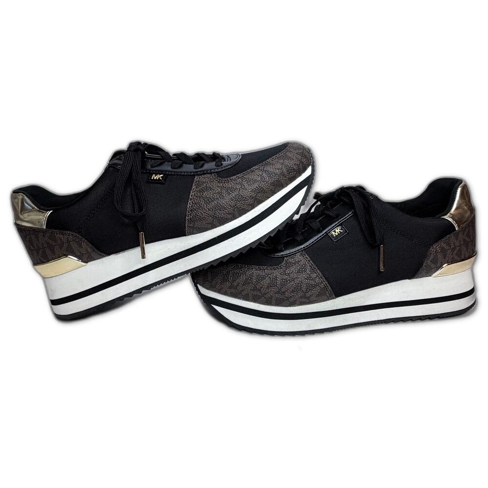 Michael Kors Monique Knit Trainer Running Sneakers Black/Brown Women's Size 7.5M - Picture 4 of 8